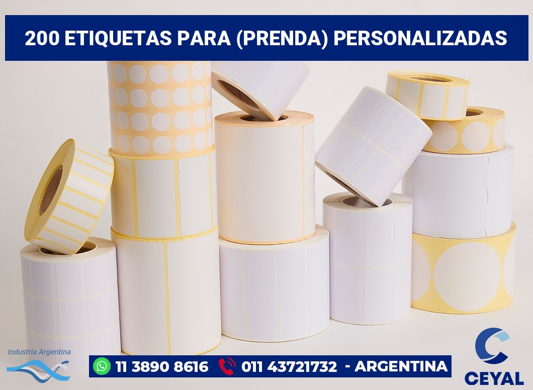 200 Etiquetas para (prenda) personalizadas