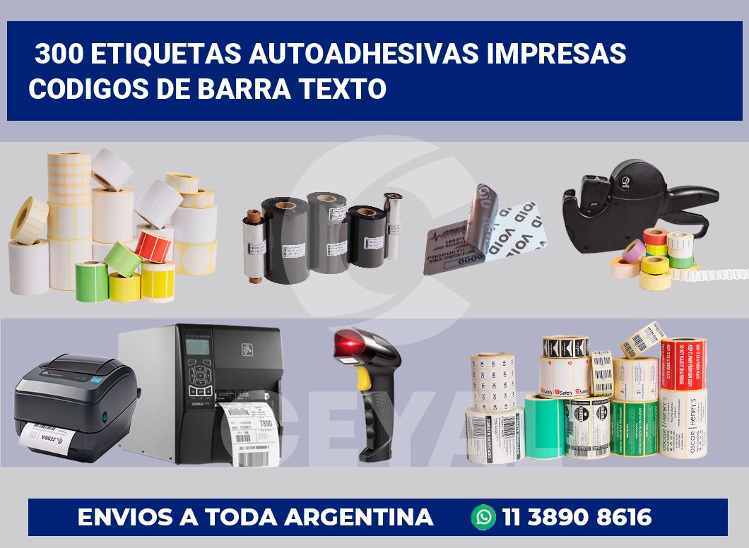 300 Etiquetas autoadhesivas impresas codigos de barra texto