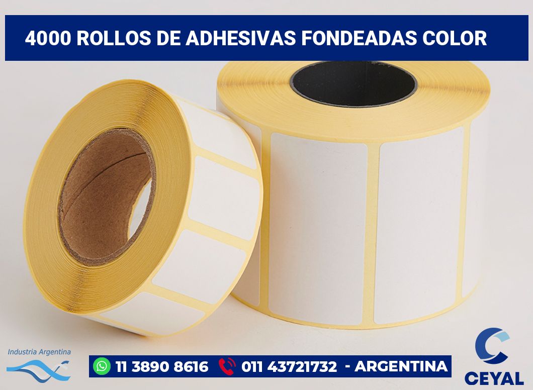 4000 Rollos de adhesivas fondeadas color