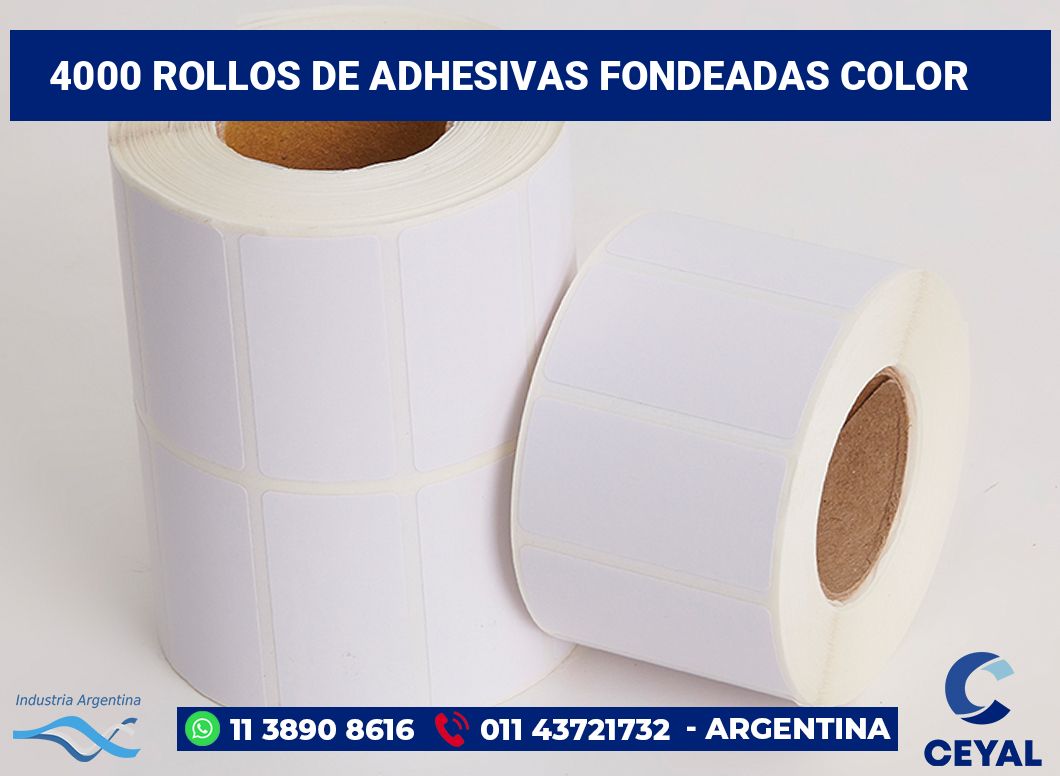 4000 Rollos de adhesivas fondeadas color