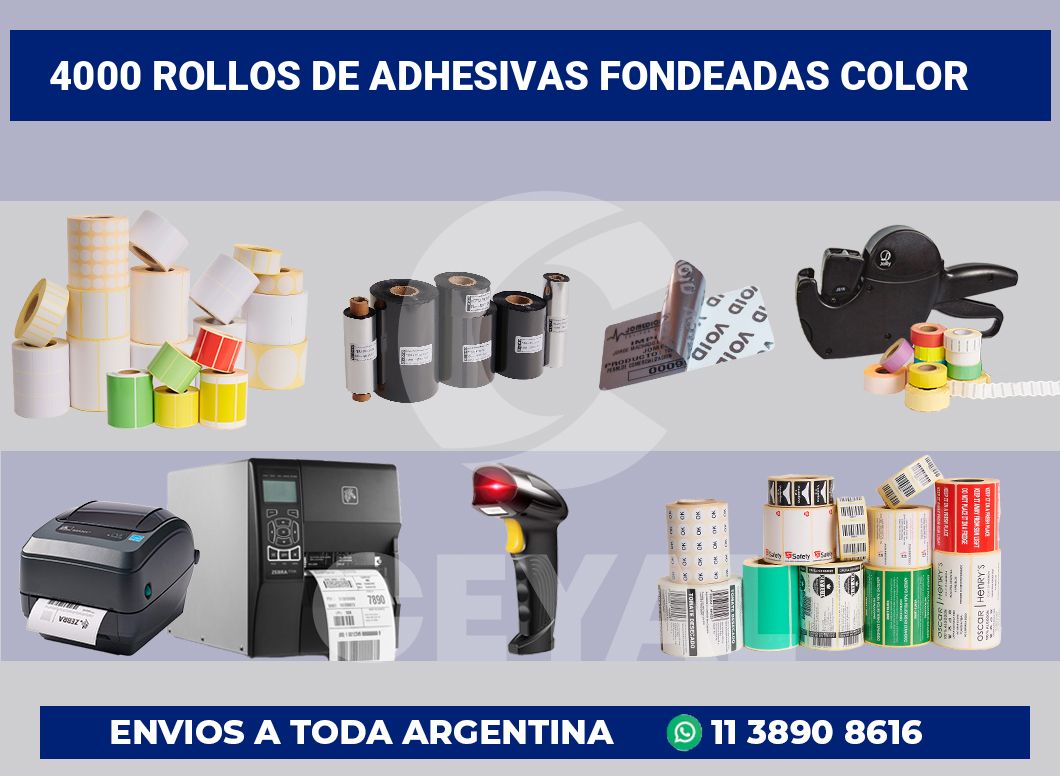 4000 Rollos de adhesivas fondeadas color
