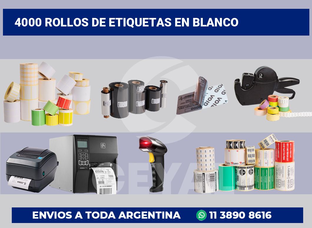 4000 Rollos de etiquetas en blanco