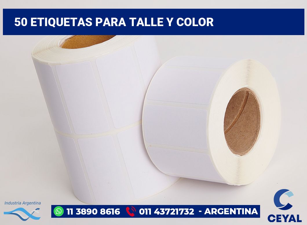 50 Etiquetas para talle y color