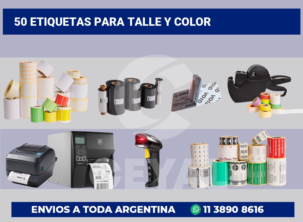 50 Etiquetas para talle y color