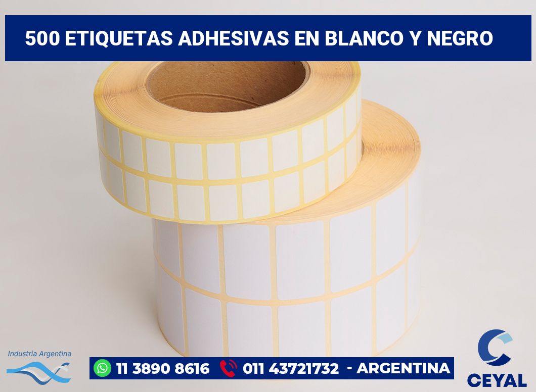 500 Etiquetas adhesivas en blanco y negro