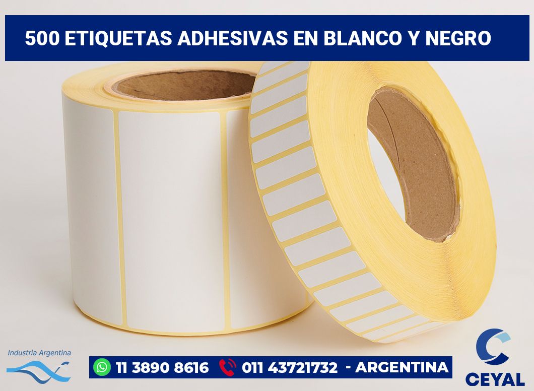 500 Etiquetas adhesivas en blanco y negro