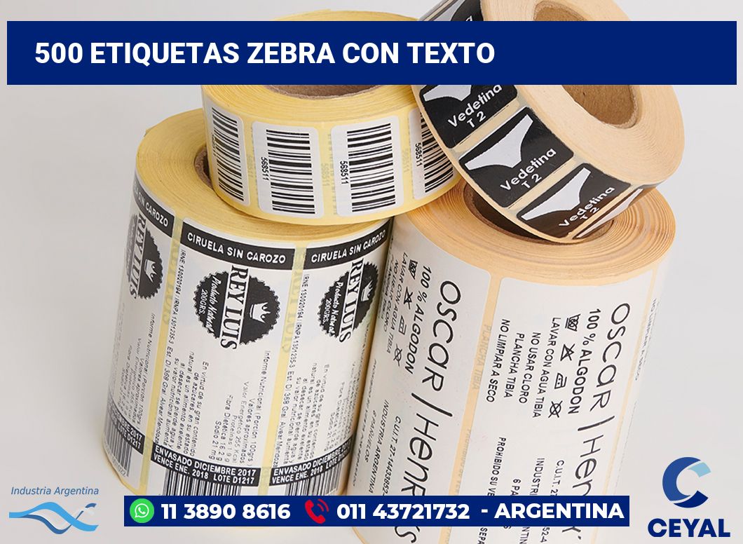 500 Etiquetas zebra con texto