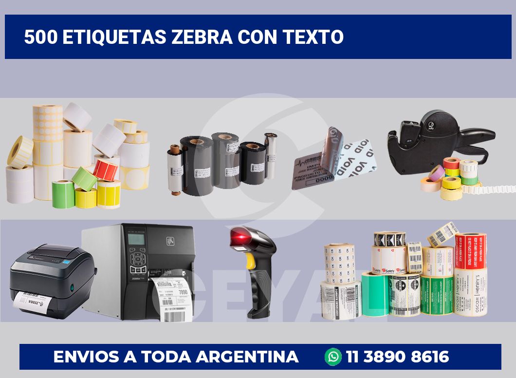 500 Etiquetas zebra con texto