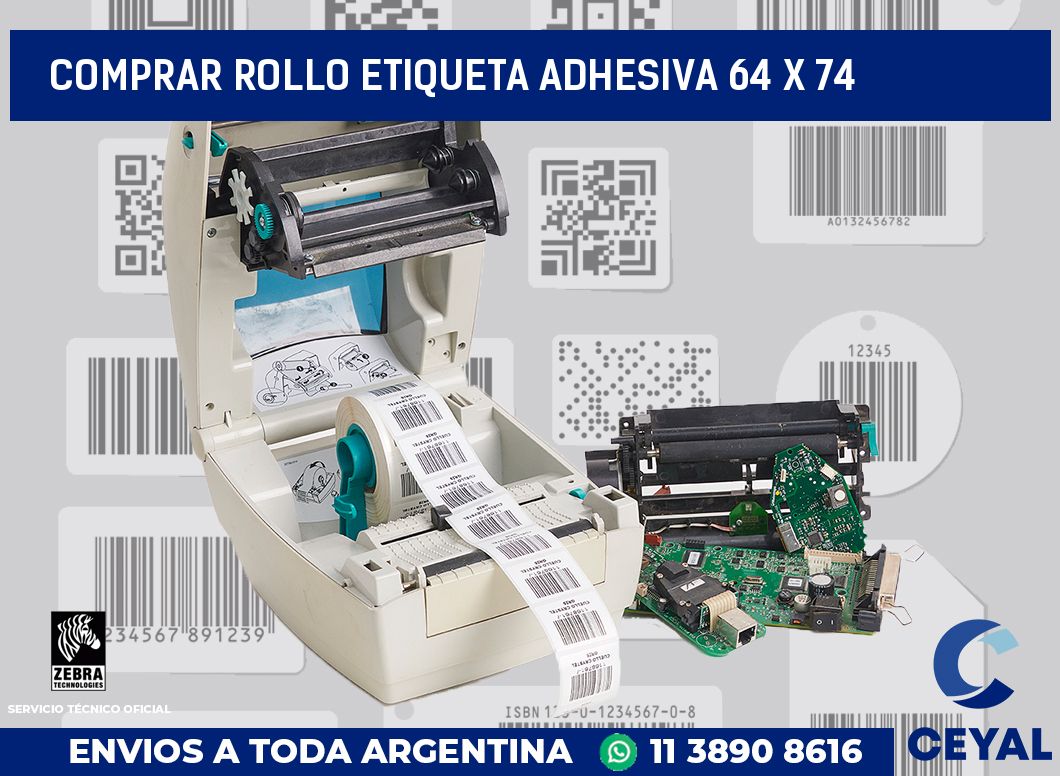 Comprar rollo etiqueta adhesiva 64 x 74
