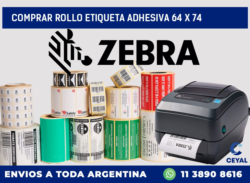 Comprar rollo etiqueta adhesiva 64 x 74