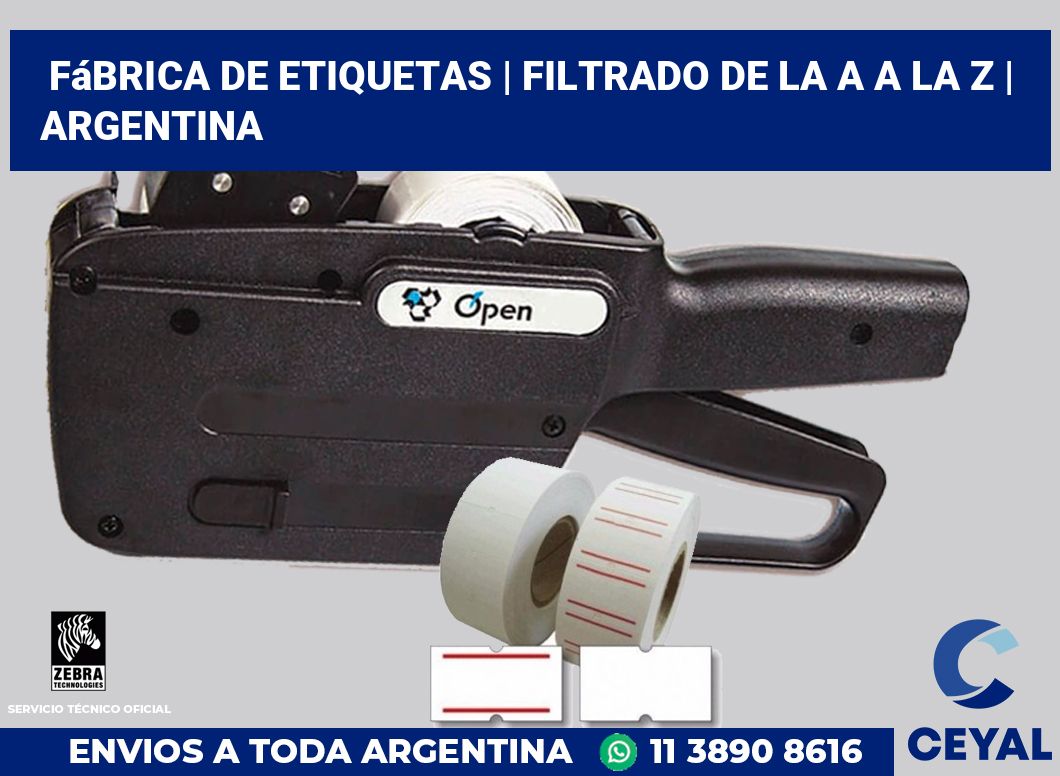 Fábrica de etiquetas | Filtrado de la A a la Z | Argentina