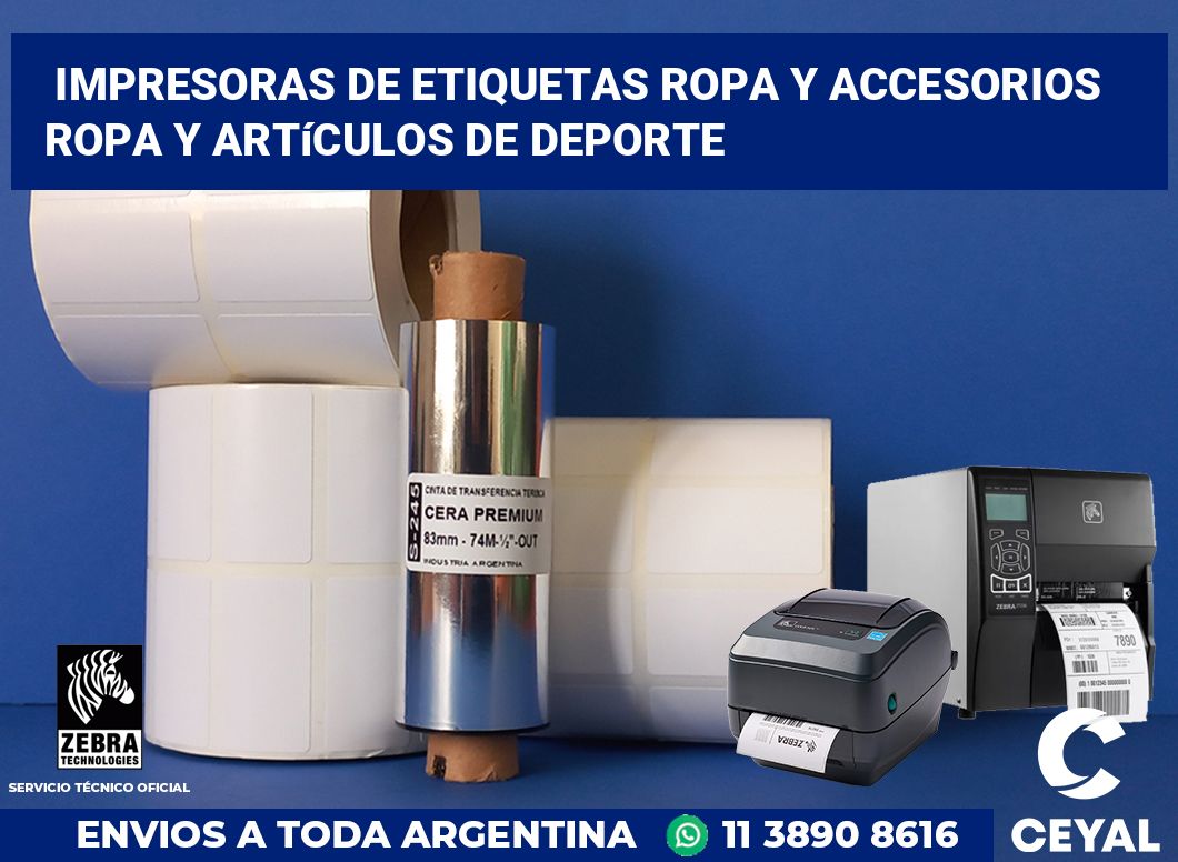 Impresoras de etiquetas Ropa y accesorios Ropa y artículos de deporte