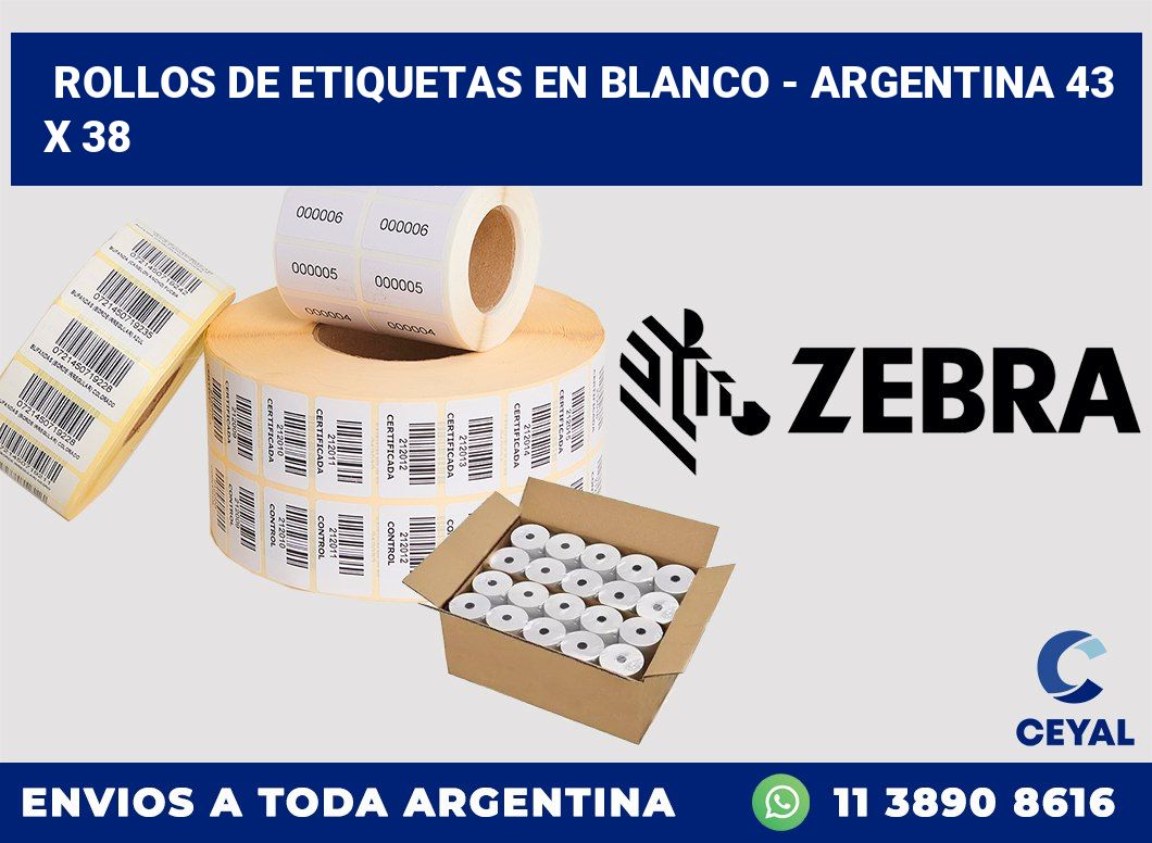Rollos de etiquetas en blanco - Argentina 43 x 38