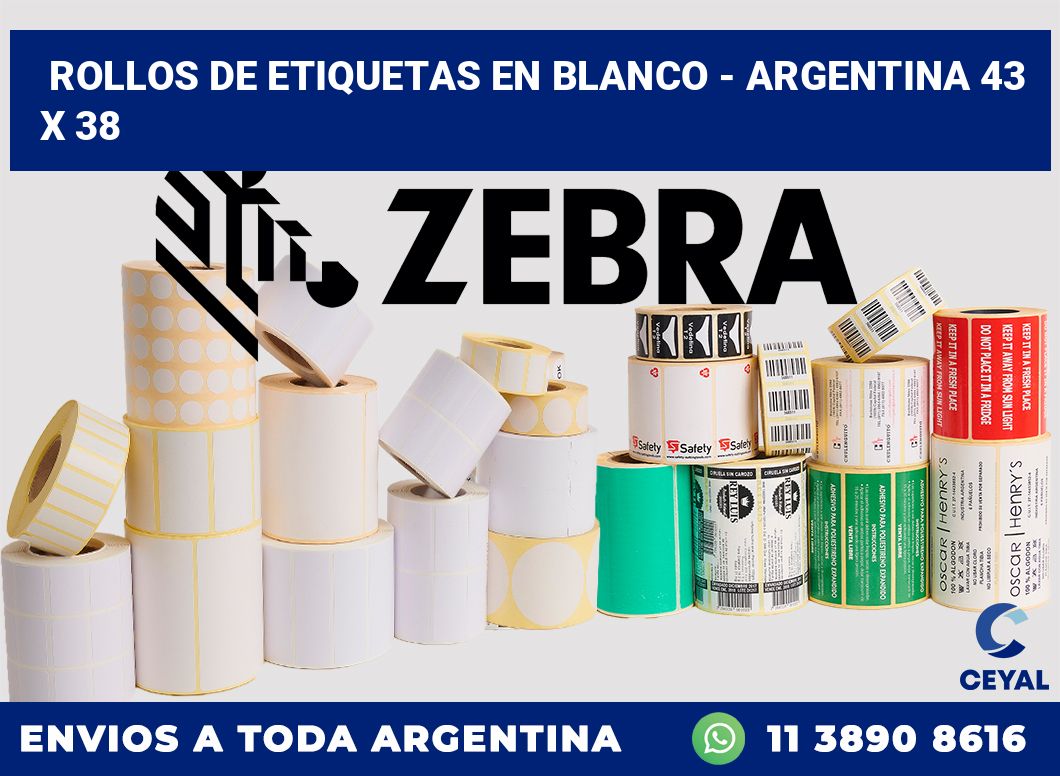 Rollos de etiquetas en blanco – Argentina 43 x 38