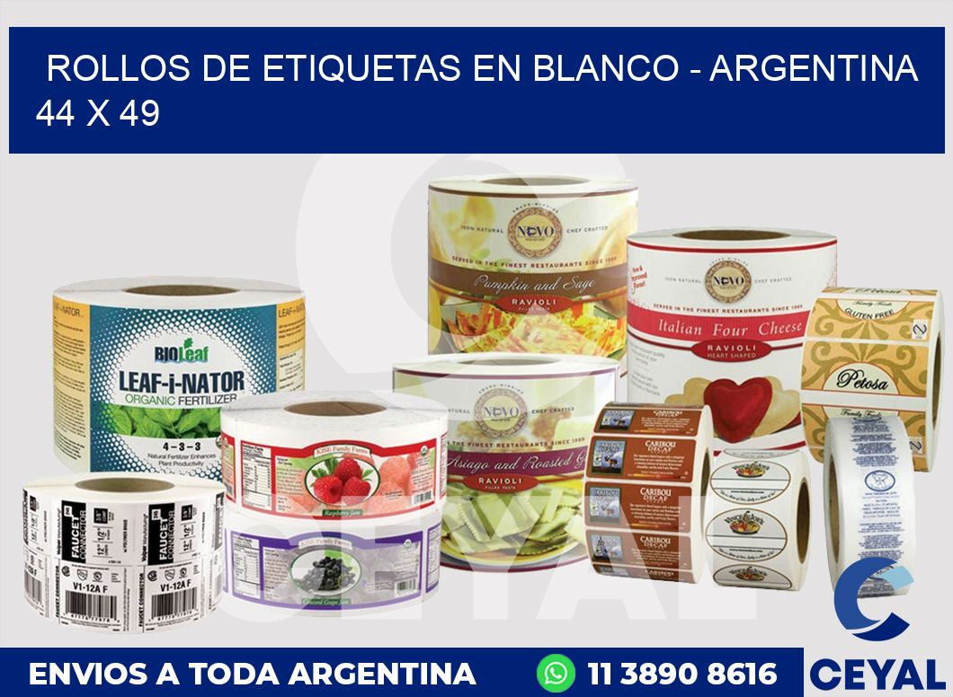 Rollos de etiquetas en blanco – Argentina 44 x 49