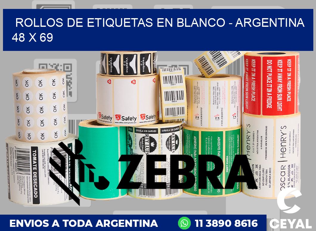Rollos de etiquetas en blanco - Argentina 48 x 69
