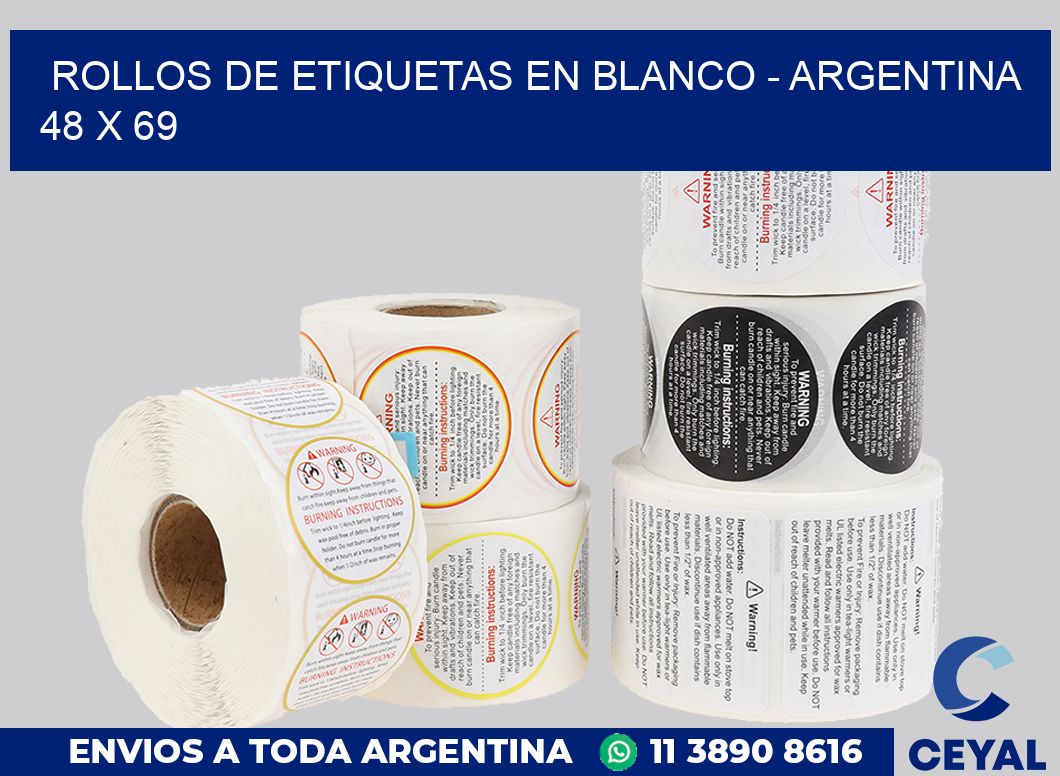 Rollos de etiquetas en blanco – Argentina 48 x 69