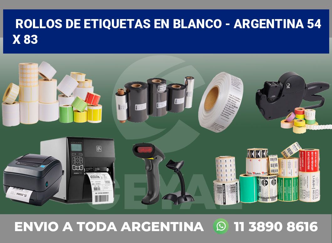 Rollos de etiquetas en blanco - Argentina 54 x 83