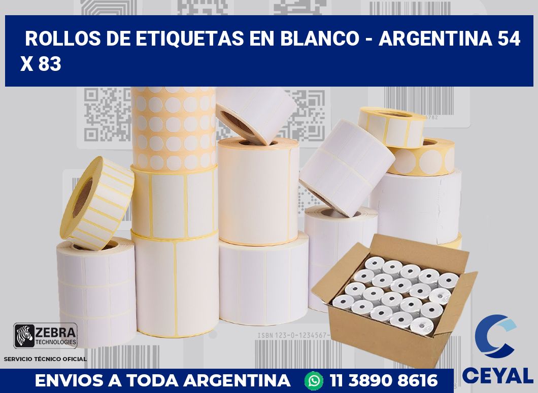 Rollos de etiquetas en blanco – Argentina 54 x 83