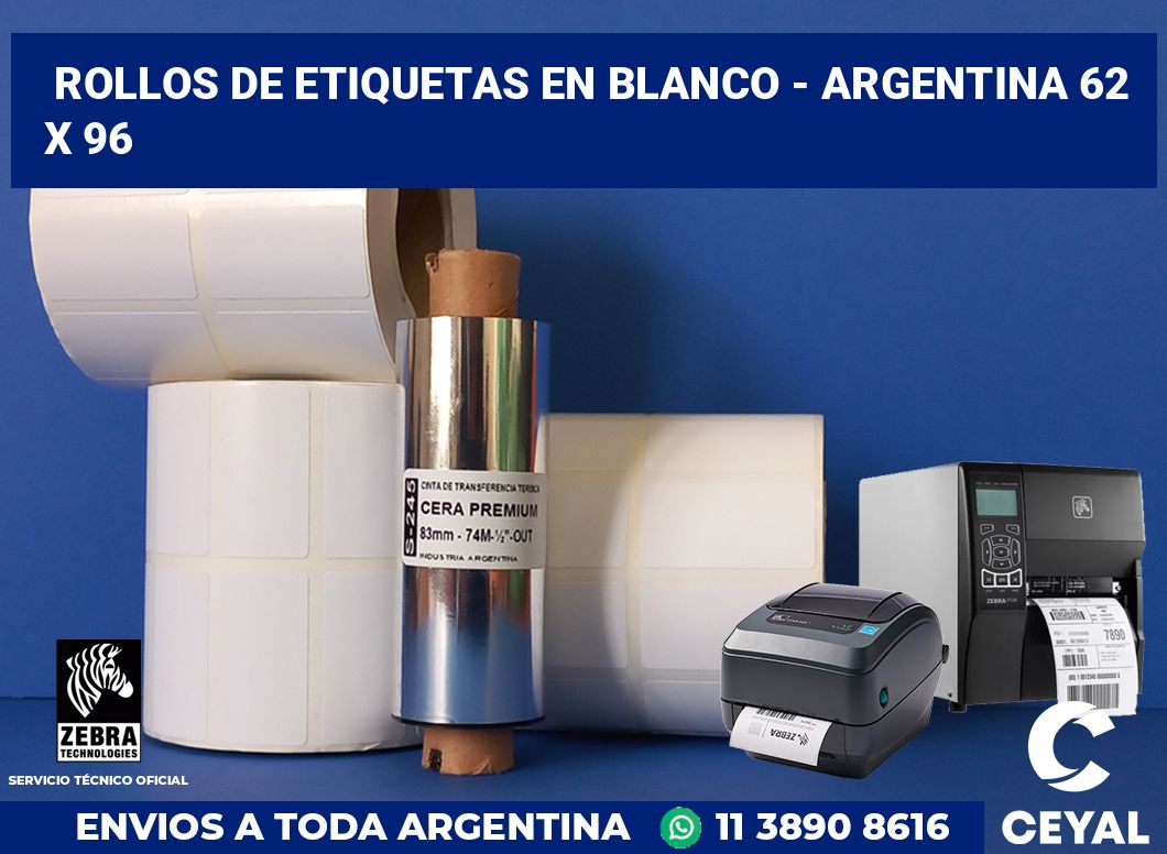 Rollos de etiquetas en blanco - Argentina 62 x 96