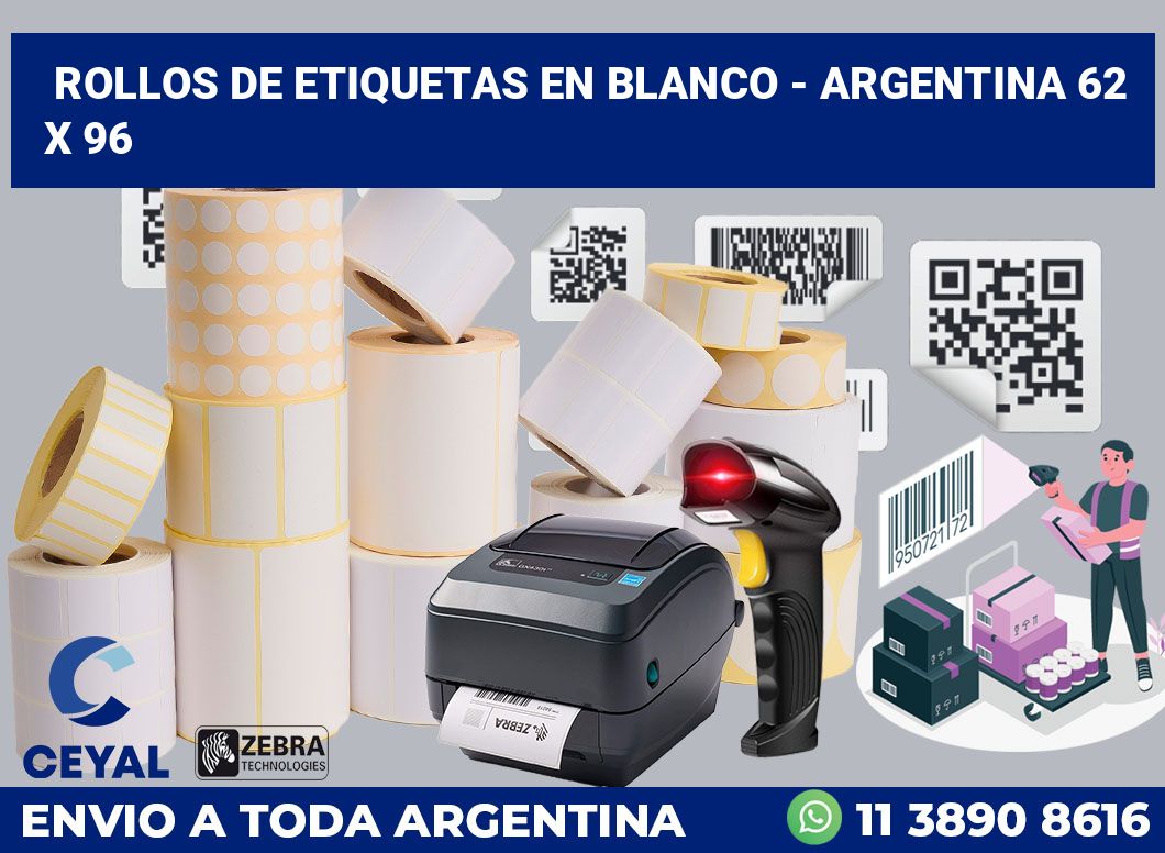 Rollos de etiquetas en blanco – Argentina 62 x 96