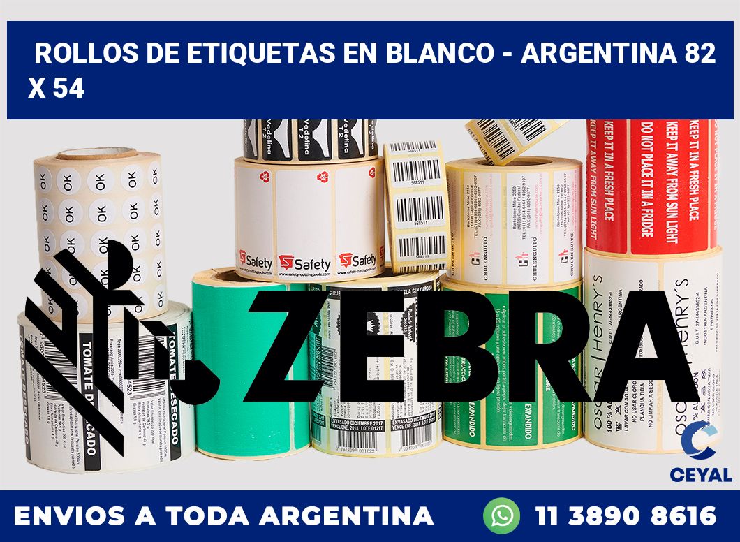 Rollos de etiquetas en blanco - Argentina 82 x 54