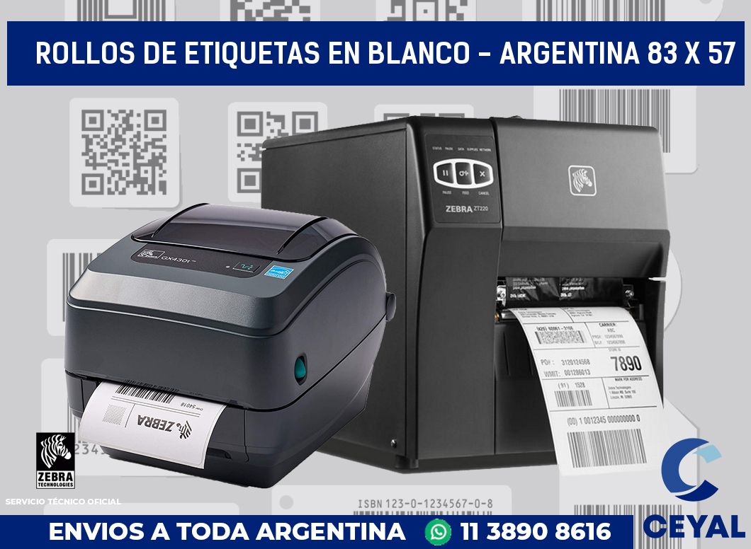 Rollos de etiquetas en blanco - Argentina 83 x 57