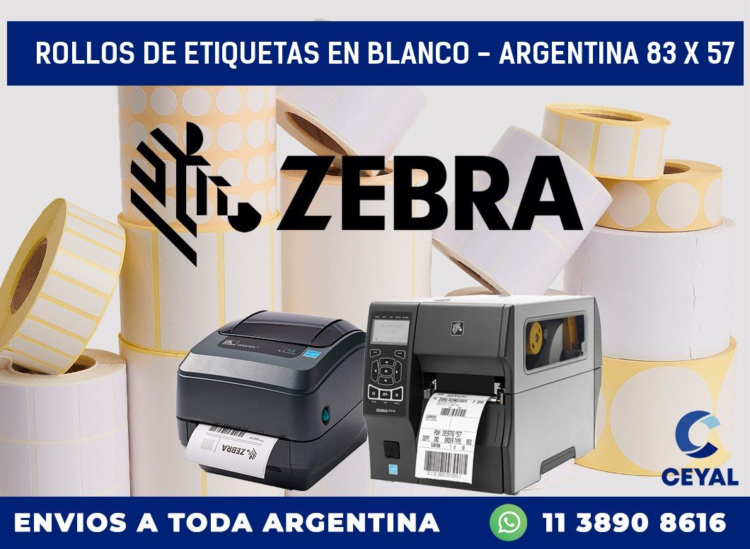 Rollos de etiquetas en blanco - Argentina 83 x 57