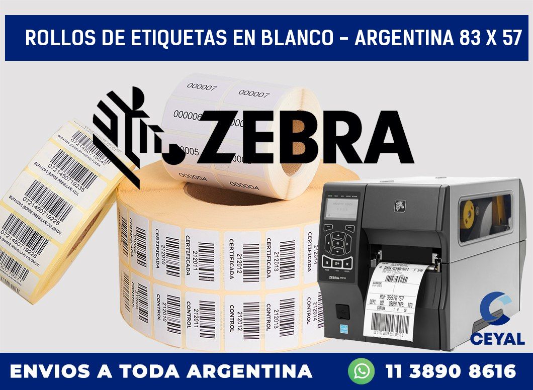 Rollos de etiquetas en blanco – Argentina 83 x 57