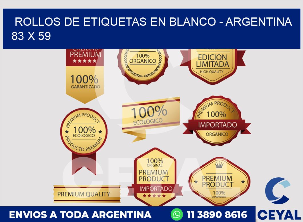 Rollos de etiquetas en blanco - Argentina 83 x 59