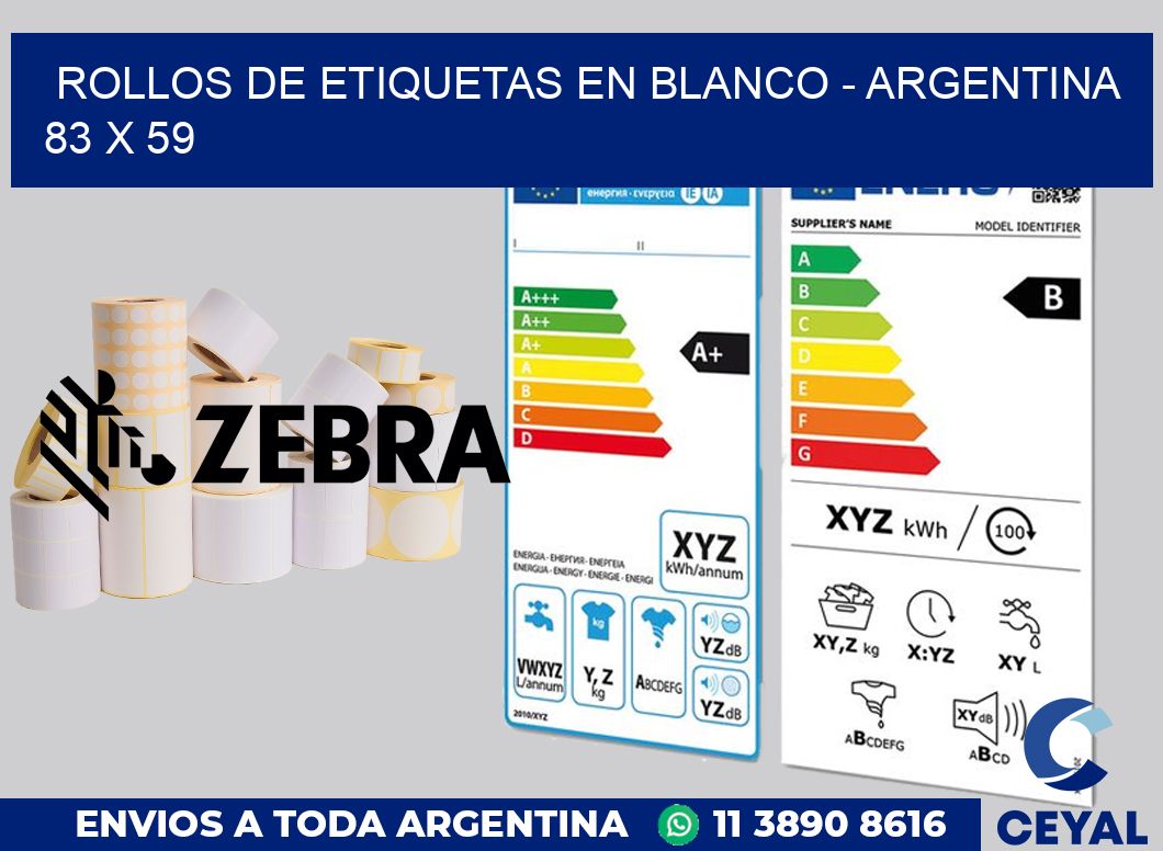 Rollos de etiquetas en blanco - Argentina 83 x 59