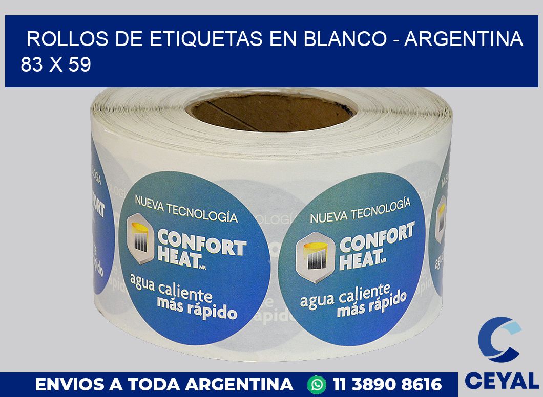 Rollos de etiquetas en blanco – Argentina 83 x 59