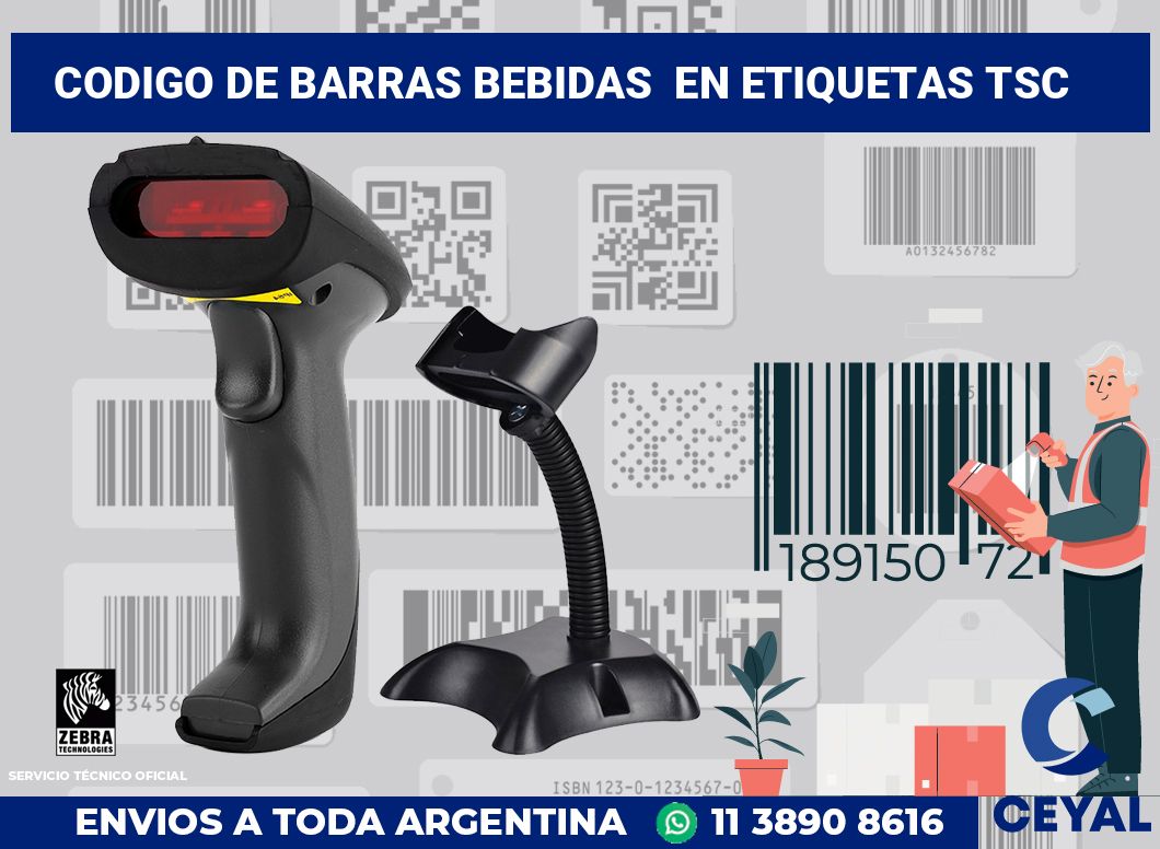 codigo de barras bebidas  en etiquetas tsc