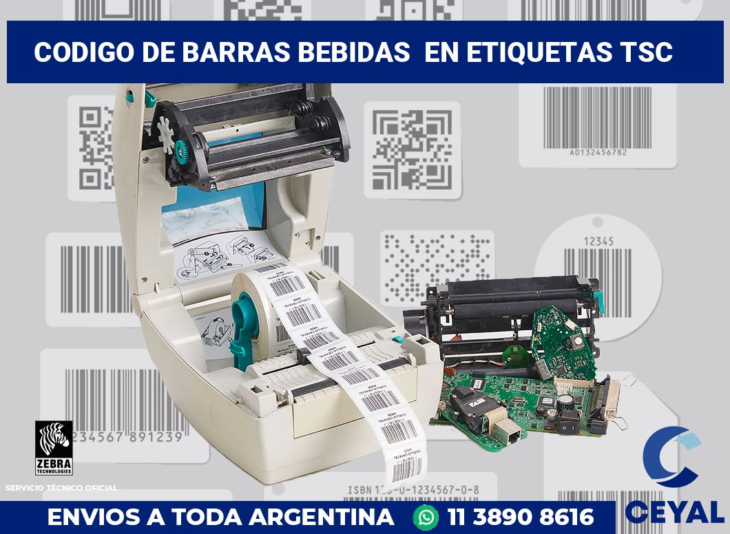 codigo de barras bebidas  en etiquetas tsc