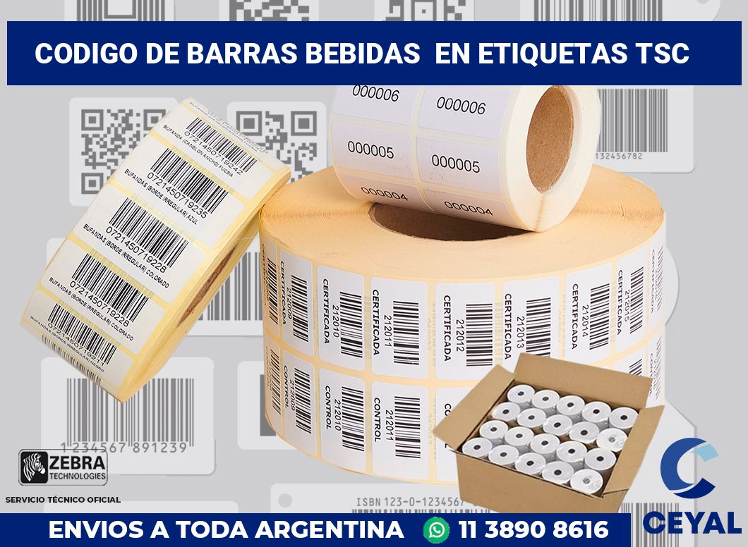 codigo de barras bebidas  en etiquetas tsc