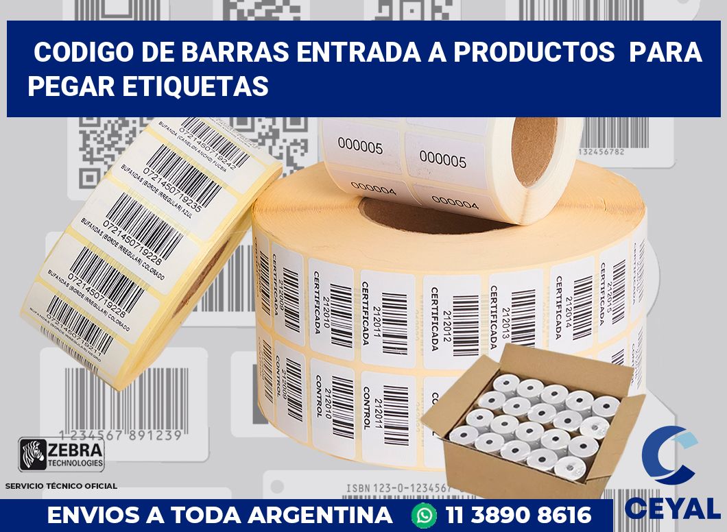 codigo de barras entrada a productos  para pegar etiquetas
