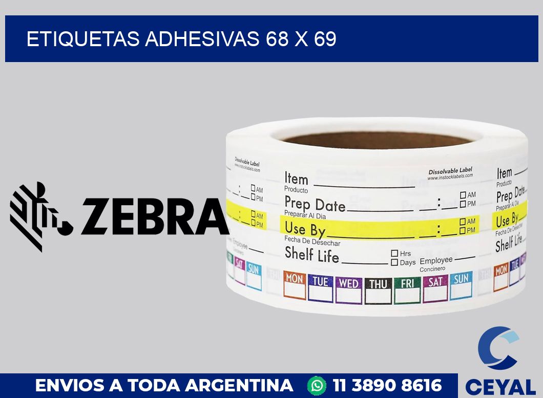 etiquetas adhesivas 68 x 69
