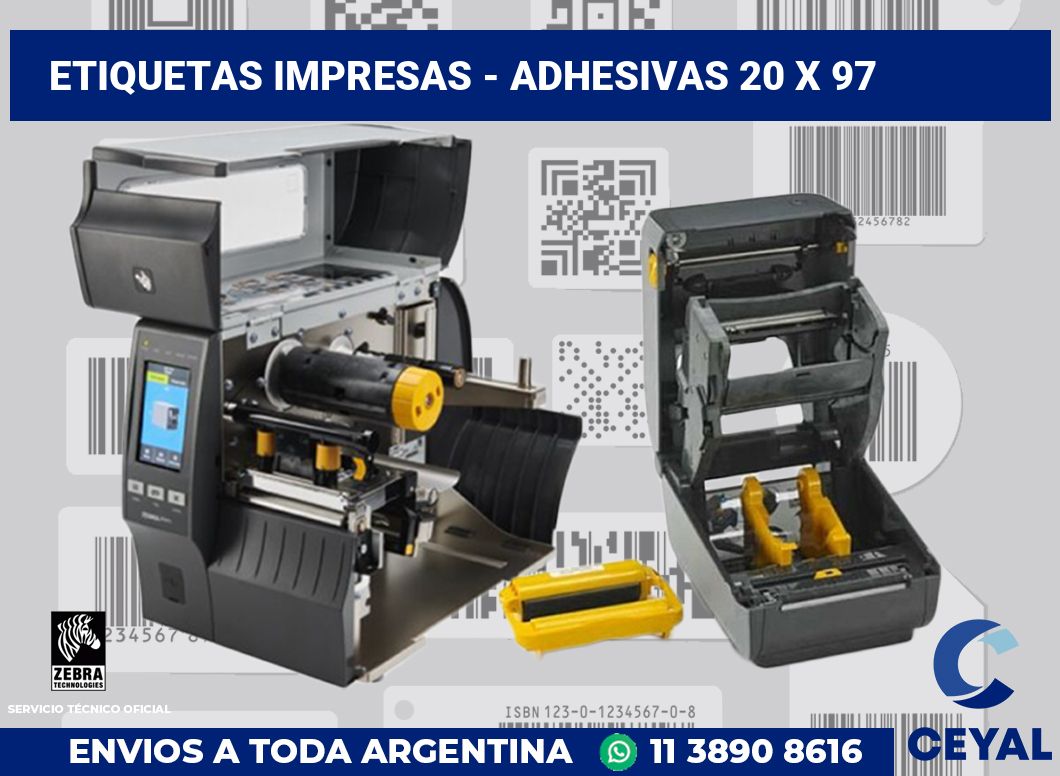 etiquetas impresas - Adhesivas 20 x 97