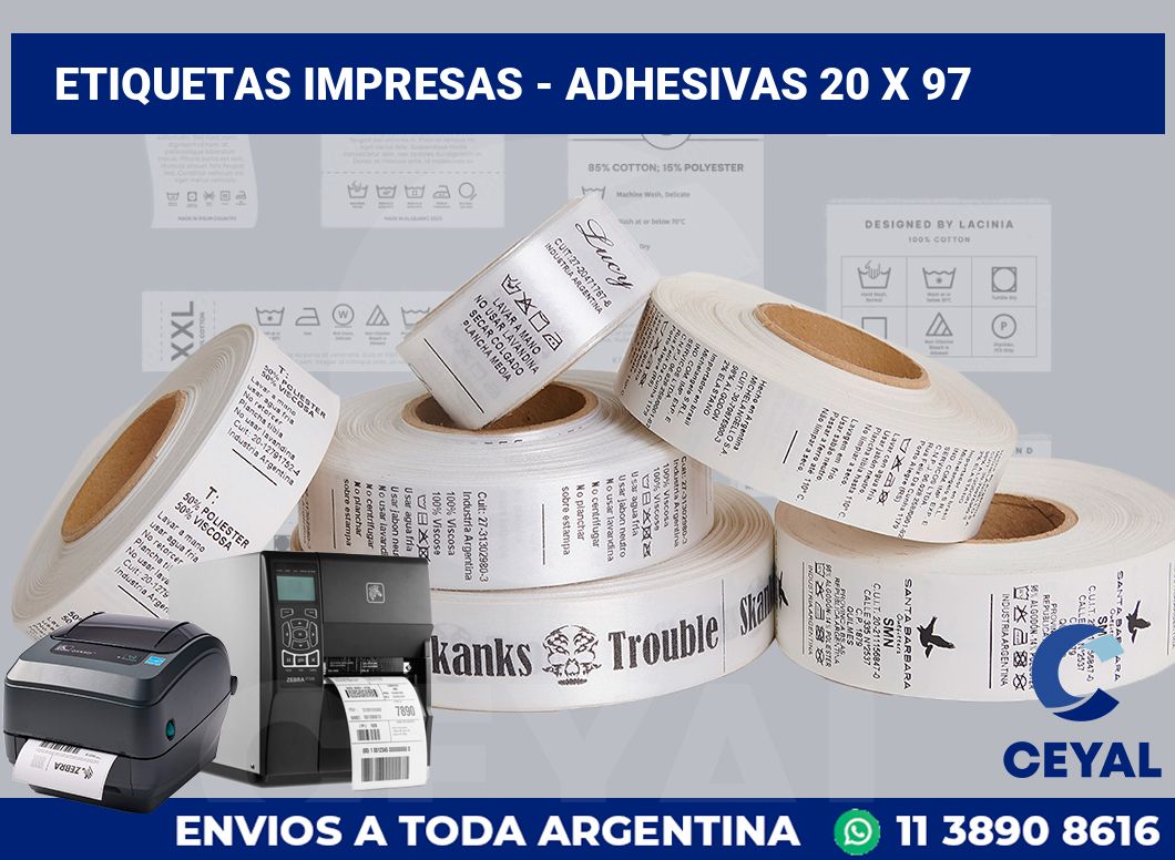 etiquetas impresas - Adhesivas 20 x 97