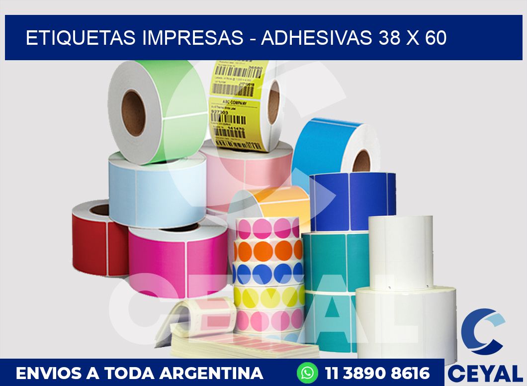 etiquetas impresas - Adhesivas 38 x 60