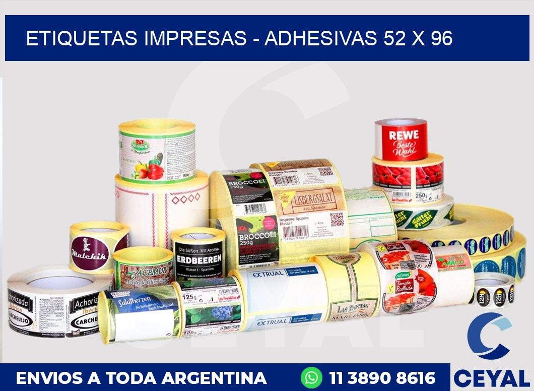etiquetas impresas – Adhesivas 52 x 96