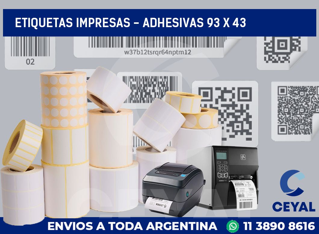 etiquetas impresas - Adhesivas 93 x 43