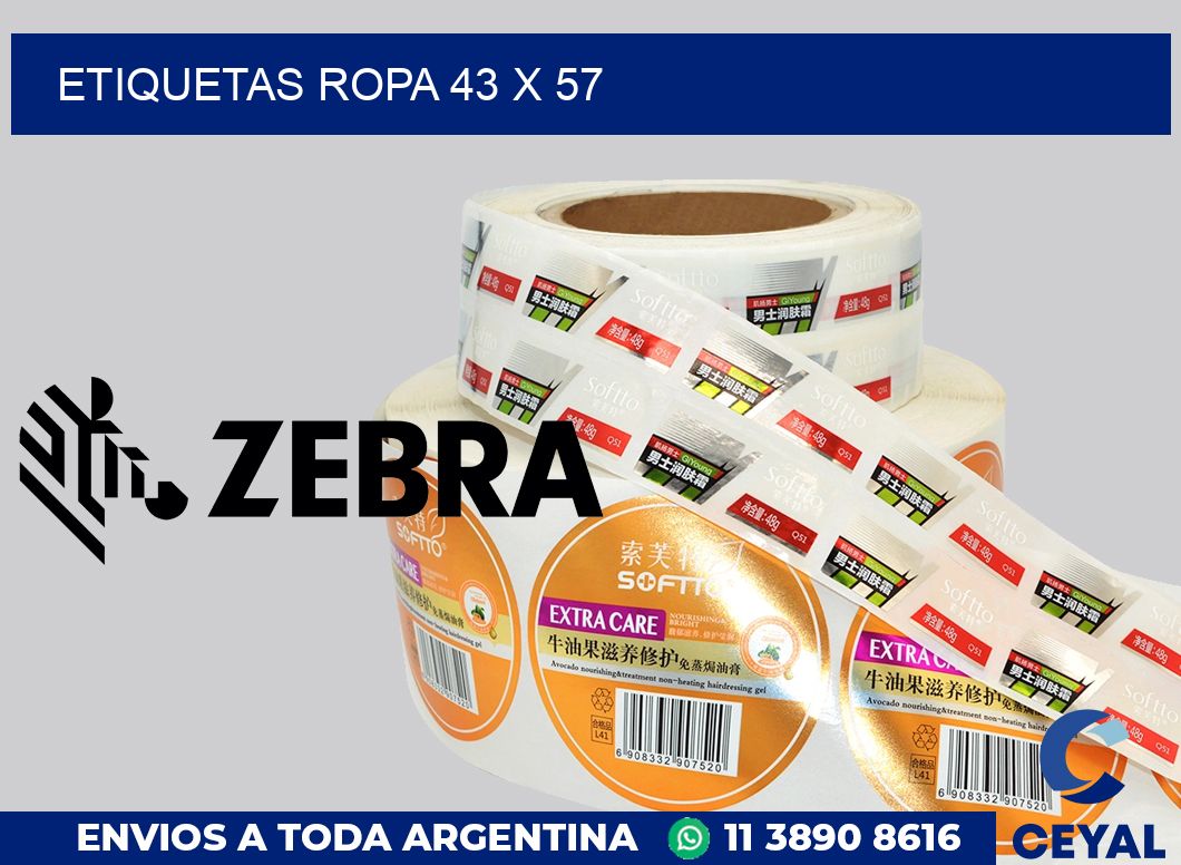 etiquetas ropa 43 x 57