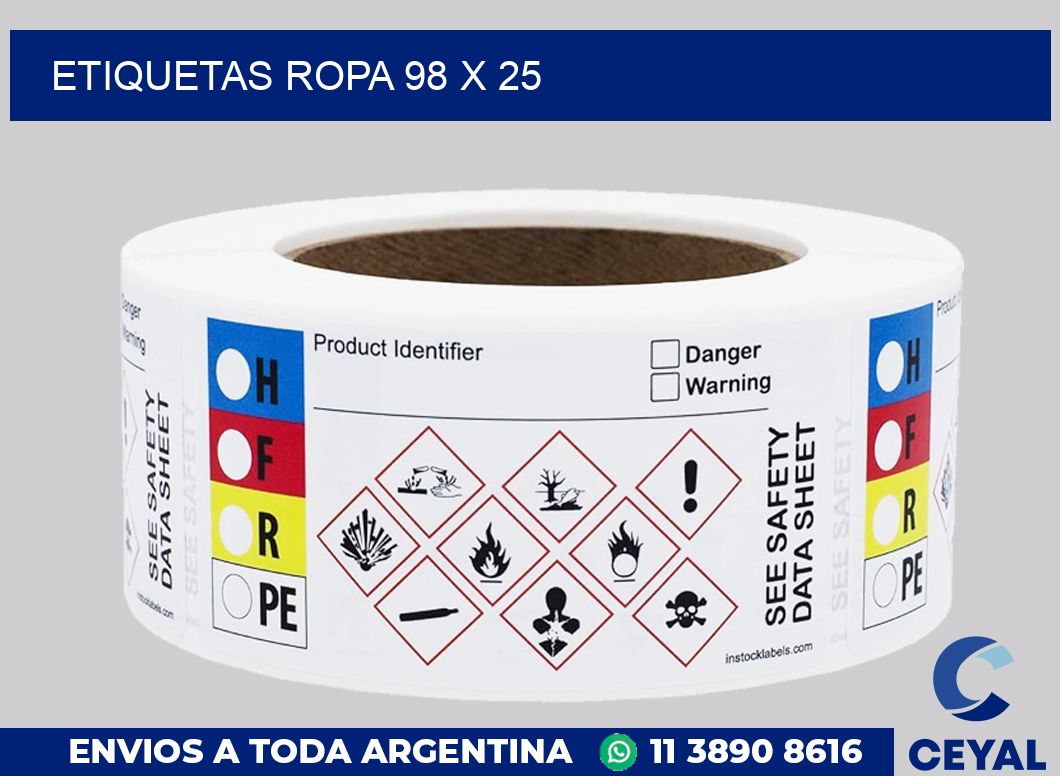 etiquetas ropa 98 x 25