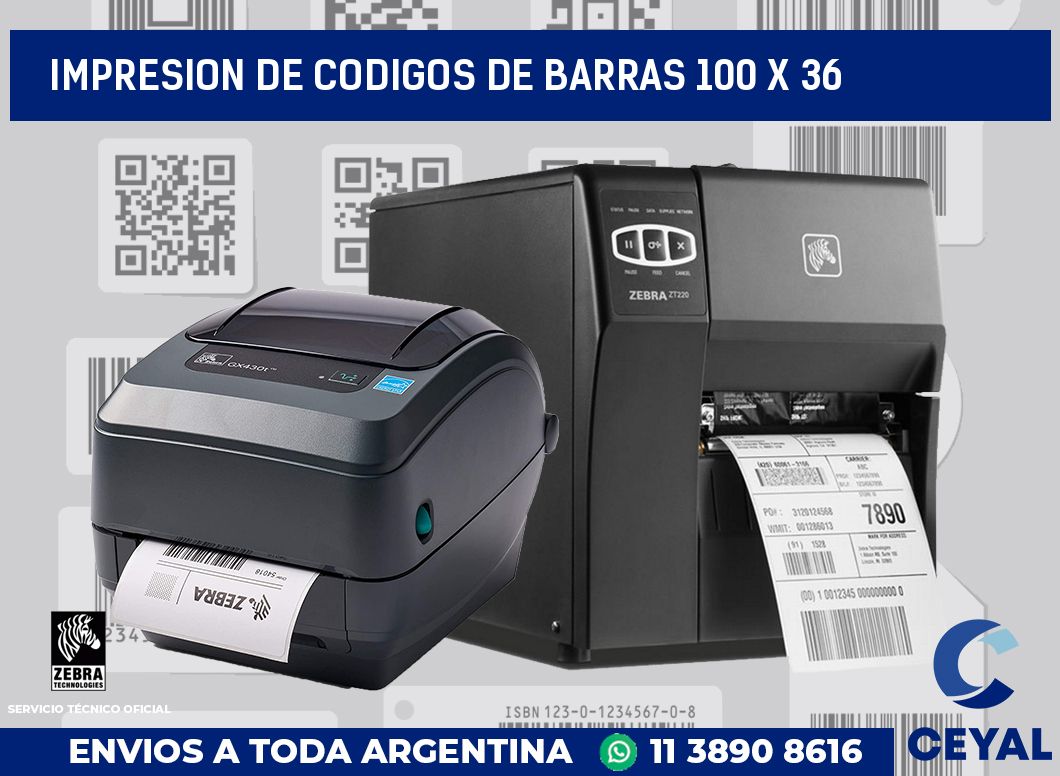 impresion de codigos de barras 100 x 36