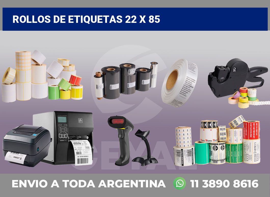 rollos de etiquetas 22 x 85