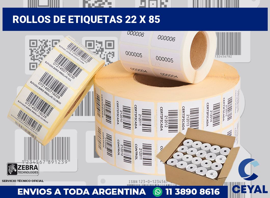 rollos de etiquetas 22 x 85