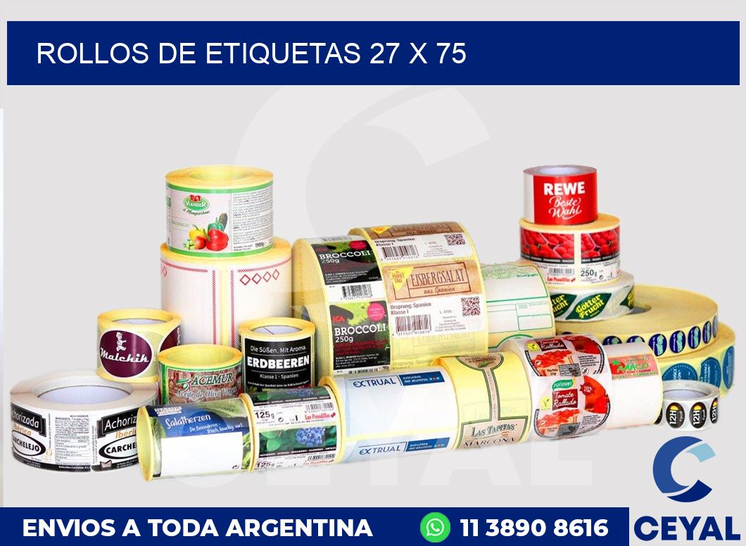 rollos de etiquetas 27 x 75