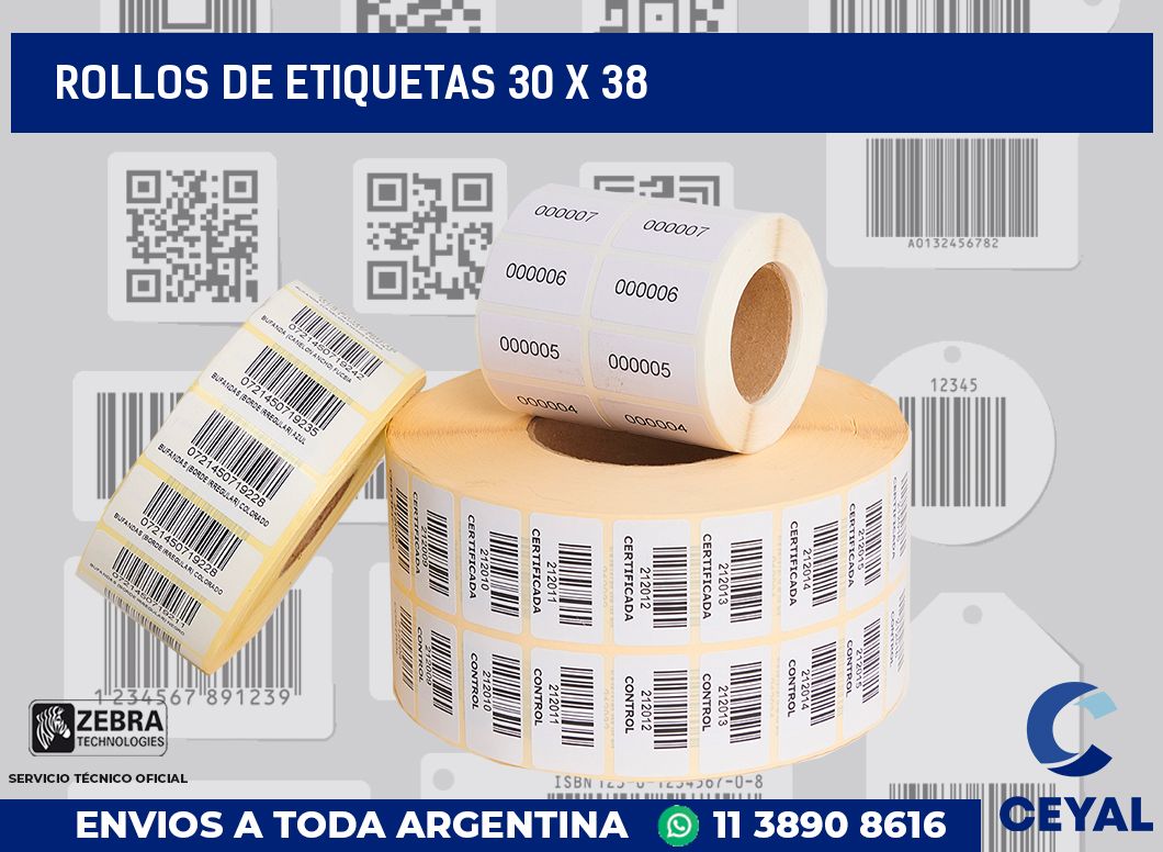 rollos de etiquetas 30 x 38