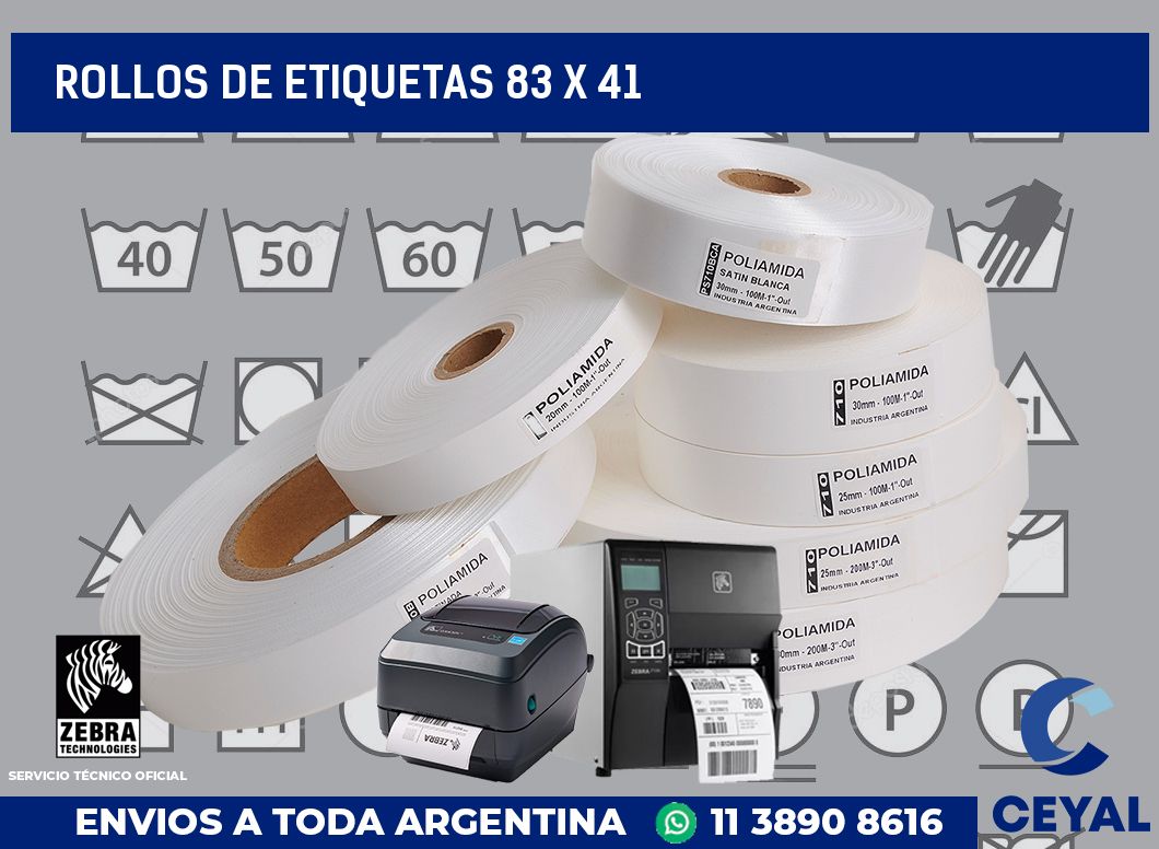 rollos de etiquetas 83 x 41